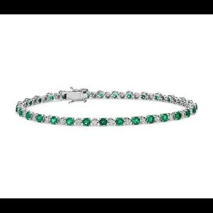 Lab emerald/ruby and moissanite bracelet